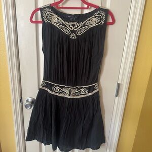 French Connection Black and Silver Embellished Ruched Mini Dress